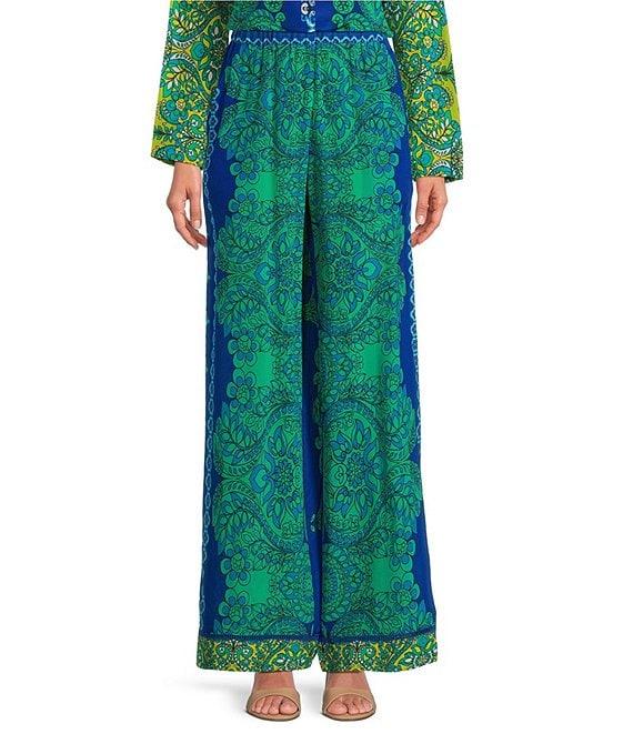 JOHNNY WAS Coordinating Villa Printed Silk Wide Leg Pull-On Pants Product Image