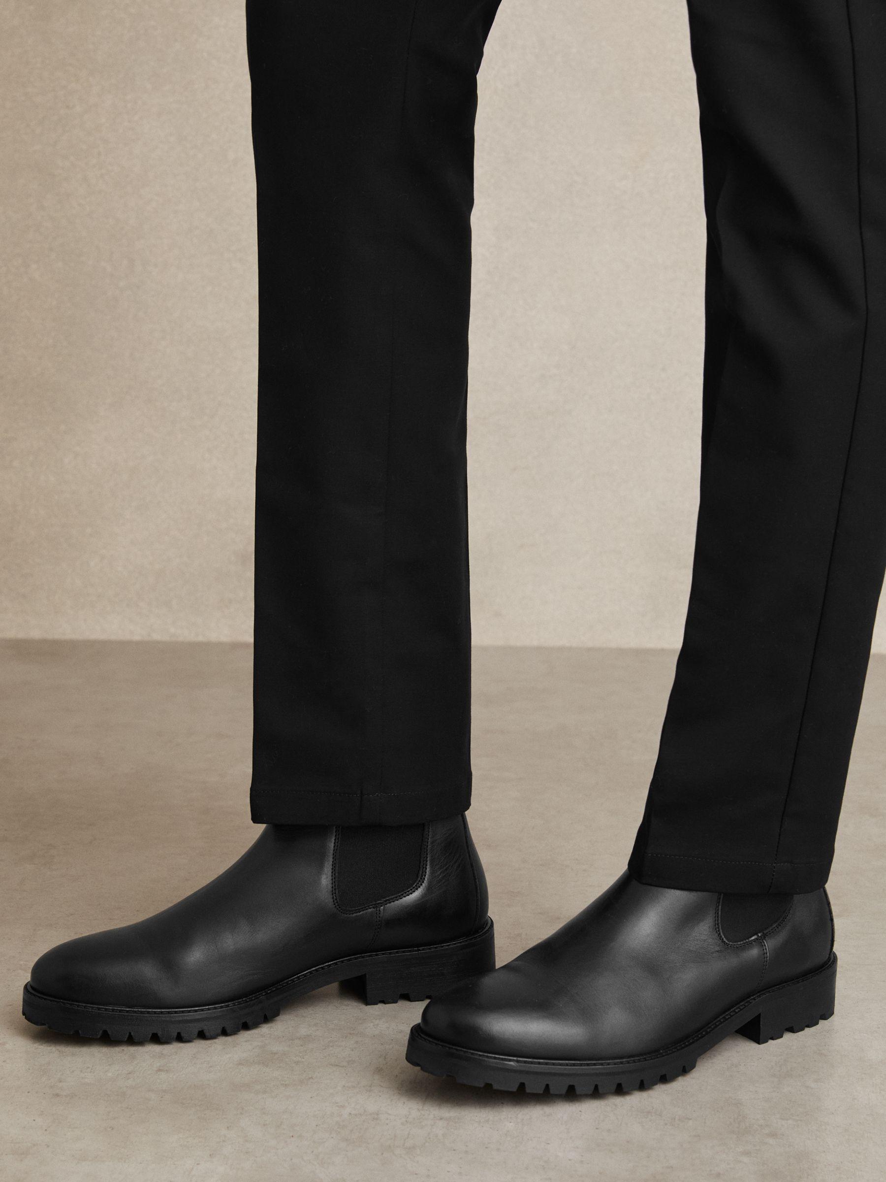 Leather Rubber Sole Chelsea Boots in Black Product Image