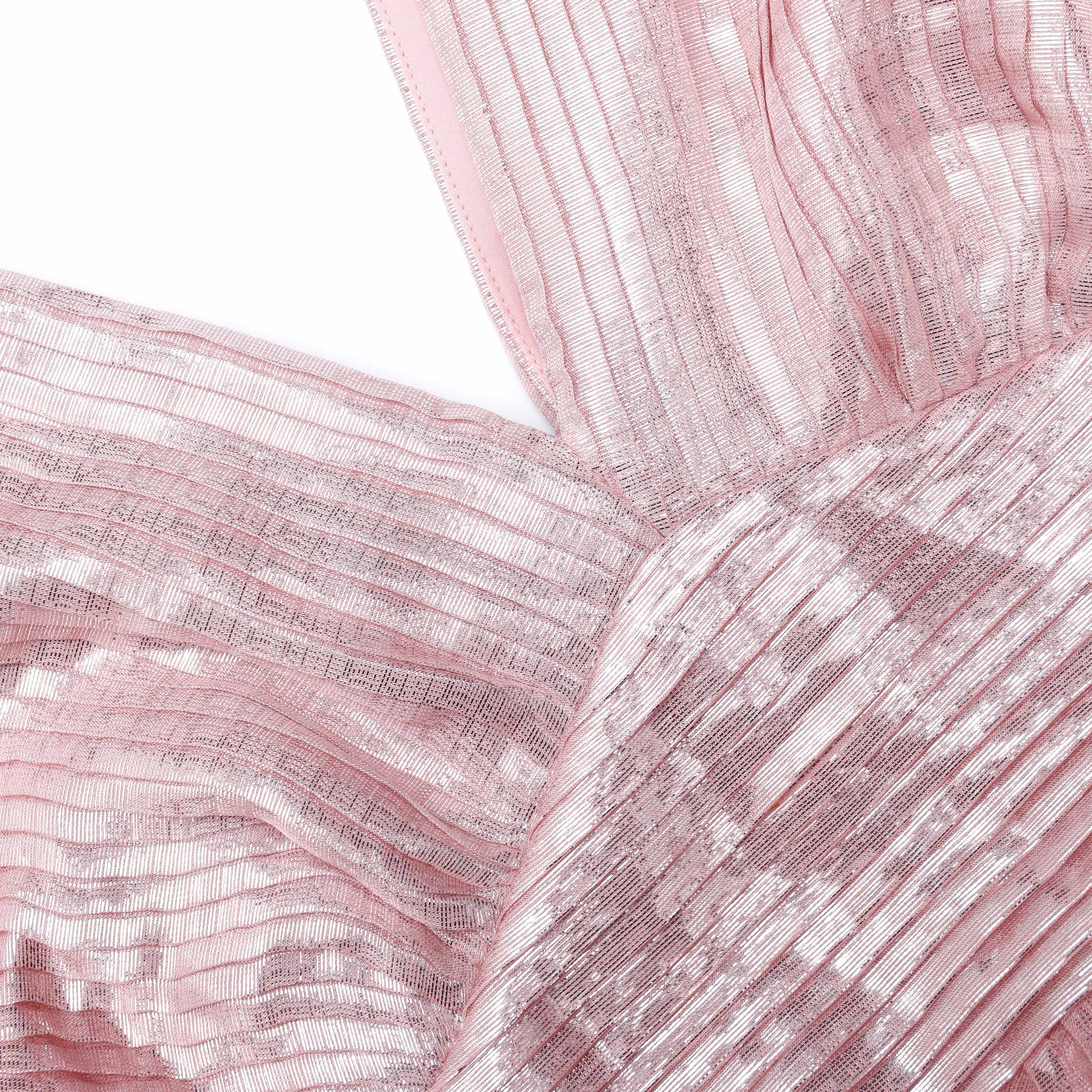 Pink Metallic Tiered Maxi Dress Product Image