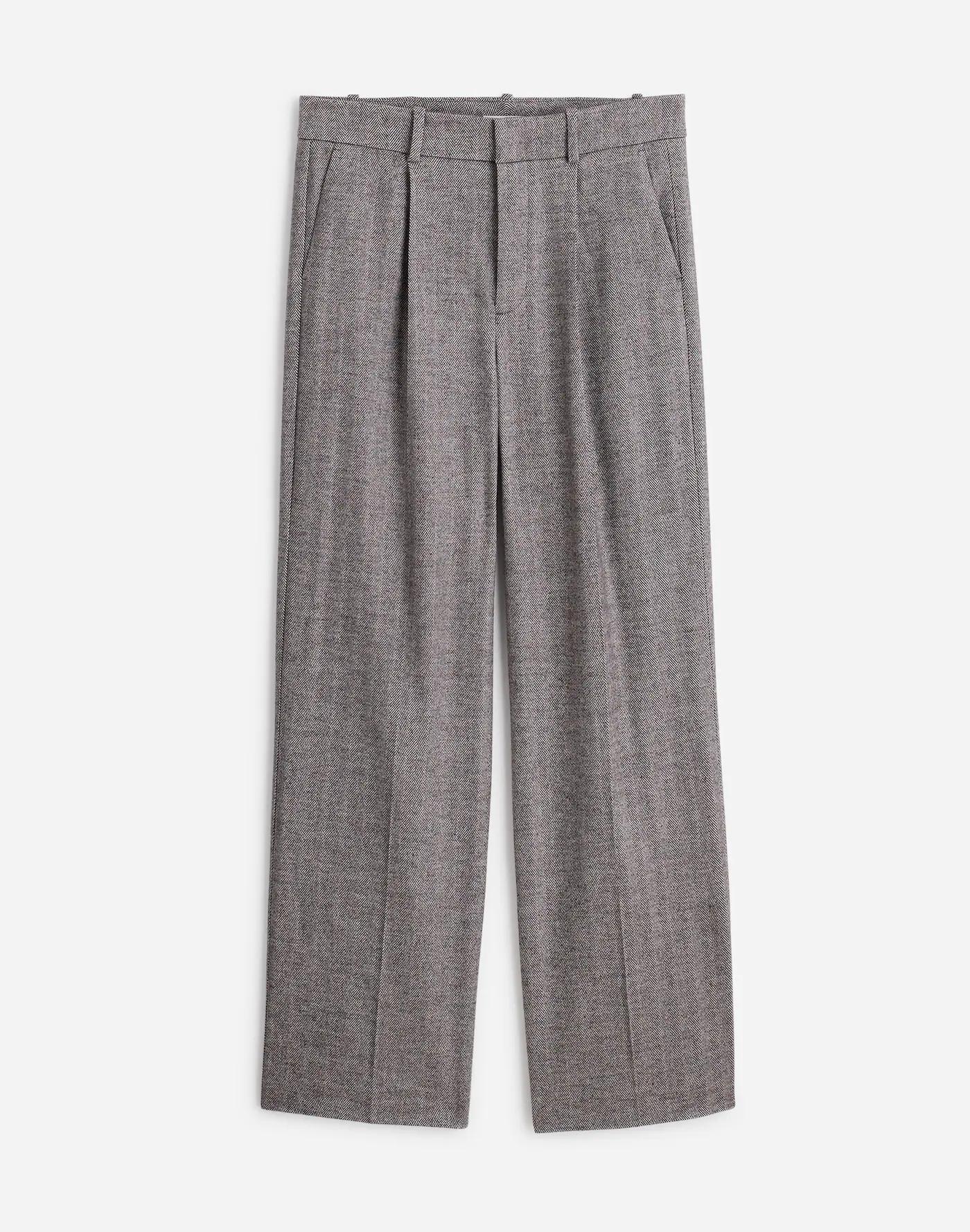 Petite Slouchy Straight Pants in Herringbone Italian Fabric Product Image