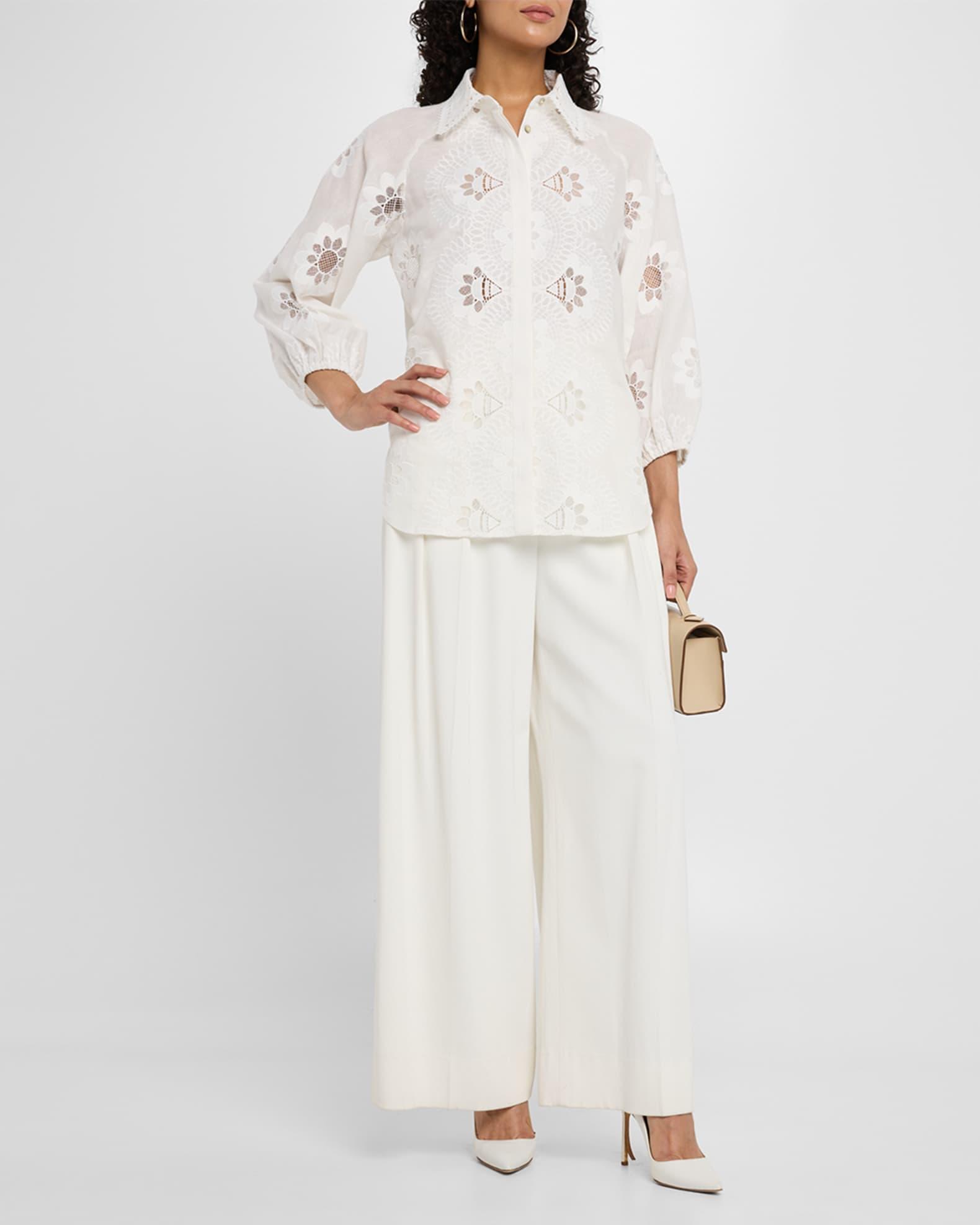 The Romy Embroidered Button-Down Blouse Product Image