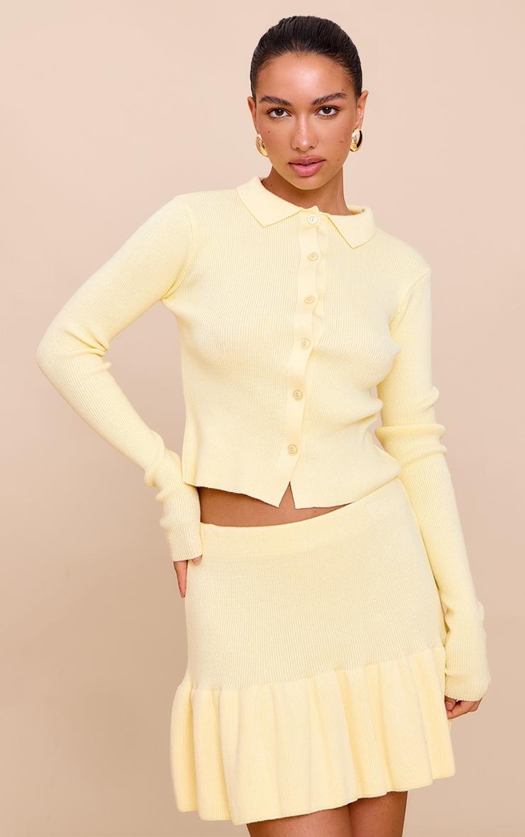 Yellow Knitted Button Through Top Product Image