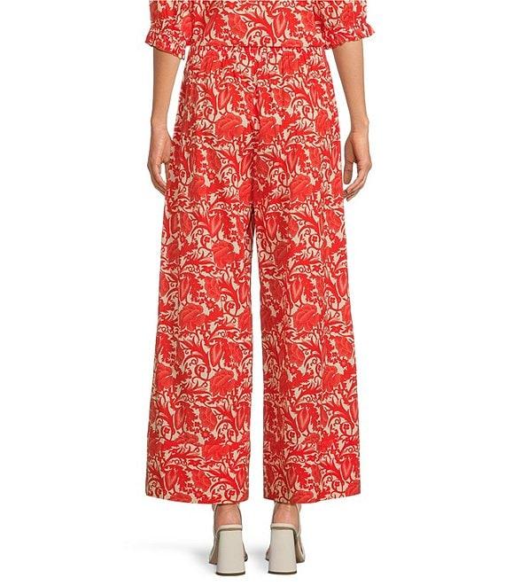 Ro's Garden Nico Woven Floral Print Elastic Waist Drawstring Pull-On Pants Product Image