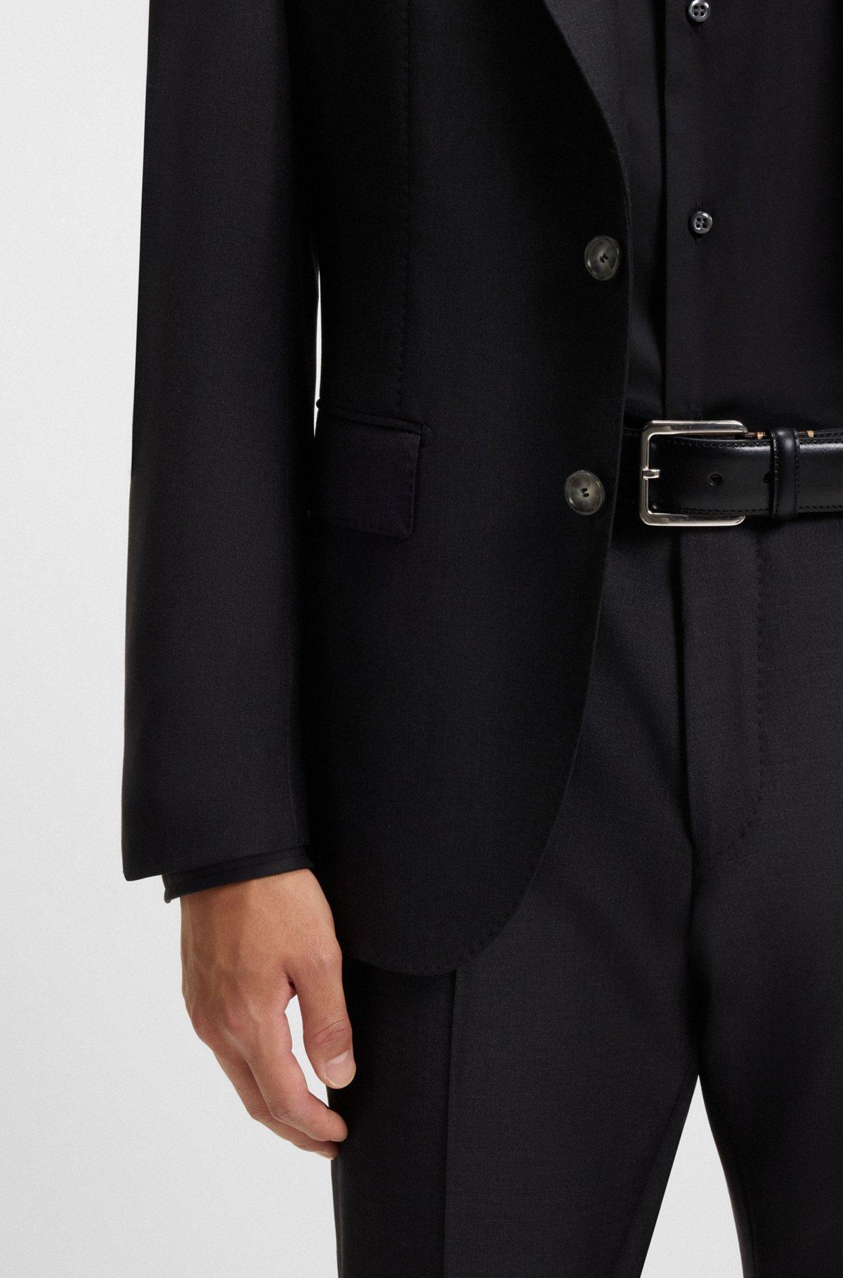 BOSS - Italian-leather belt with contrast stitching - Black Product Image