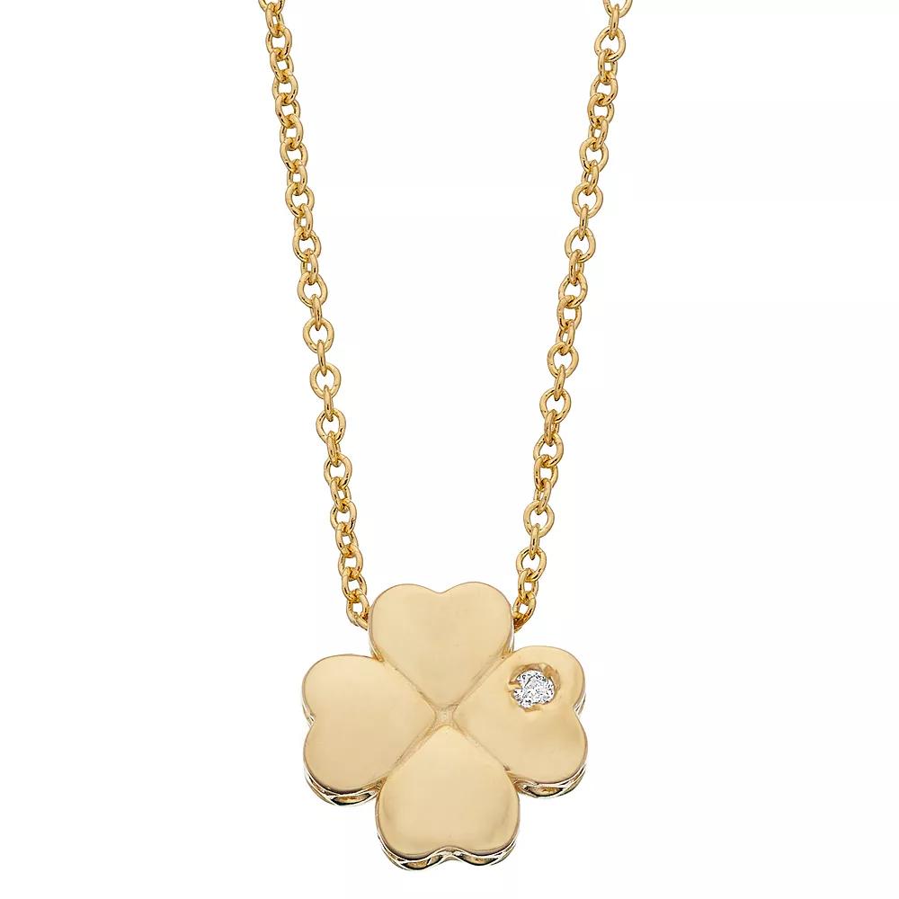 14k Gold Diamond Accent Clover Pendant Necklace, Women's, Size: 18" Product Image
