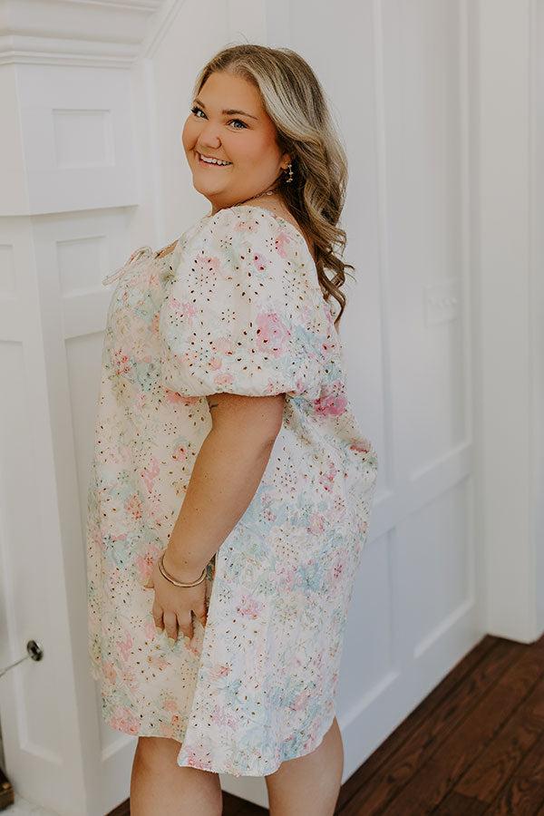 Peach Bellini Floral Eyelet Mini Dress Product Image