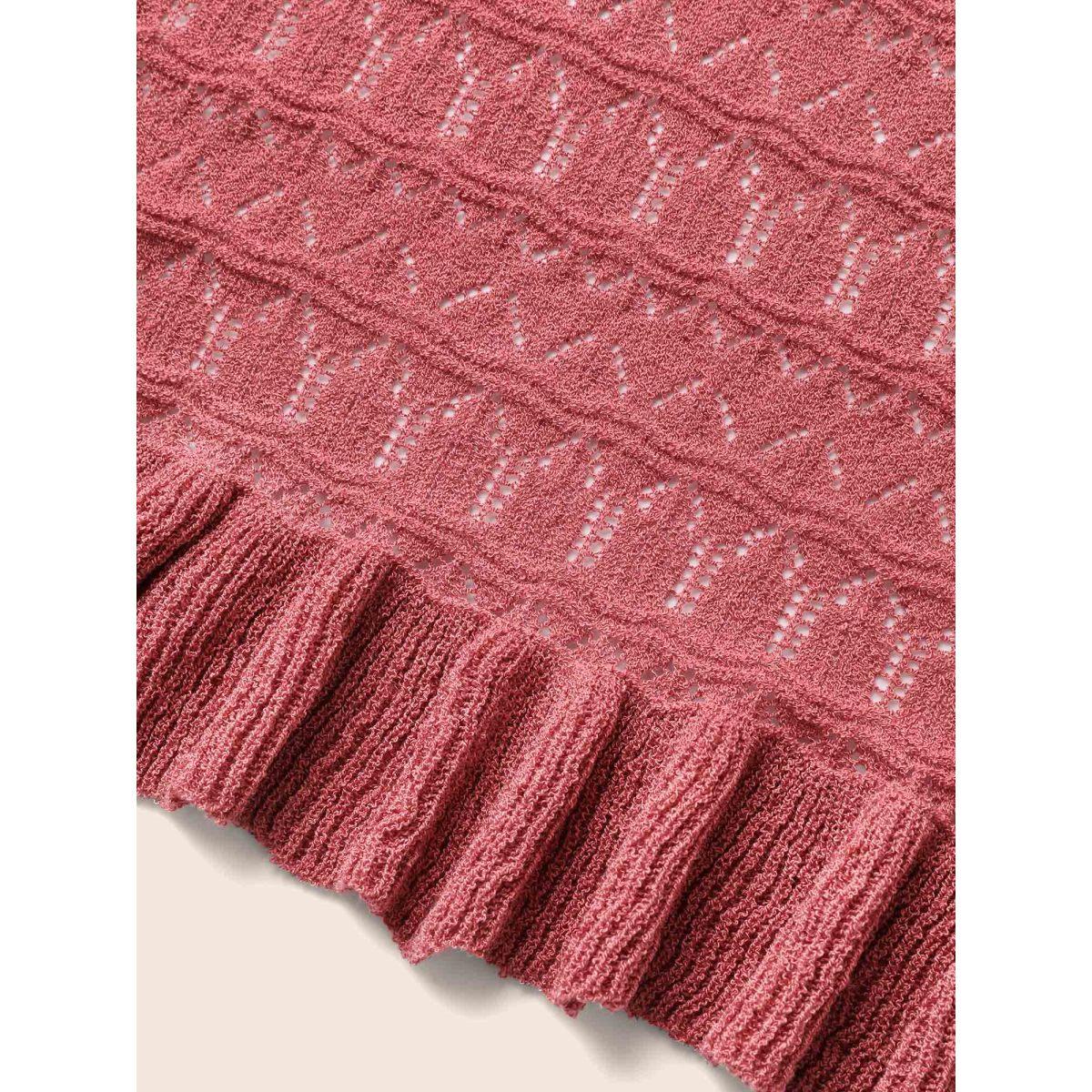 Plus Size Texture Ruffles Tie Knot Bell Sleeve Cardigan Beanpastepowder Women Casual Loose Long Sleeve Everyday Cardigans BloomChic 18-20/2X Product Image