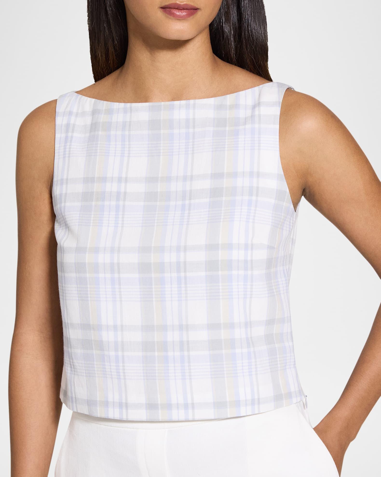 Plaid Bateau-Neck Top Product Image