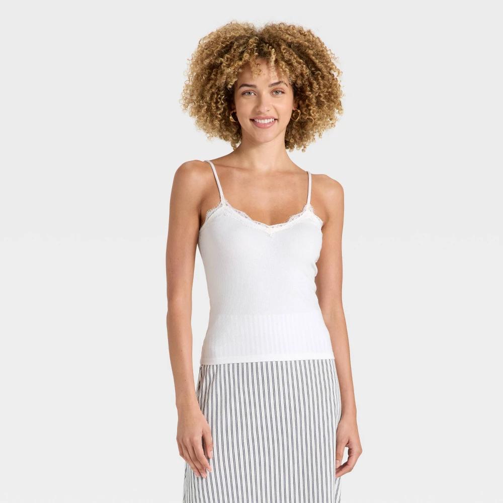 Women's Lace Cami Top - A New Day™ White 4X Product Image