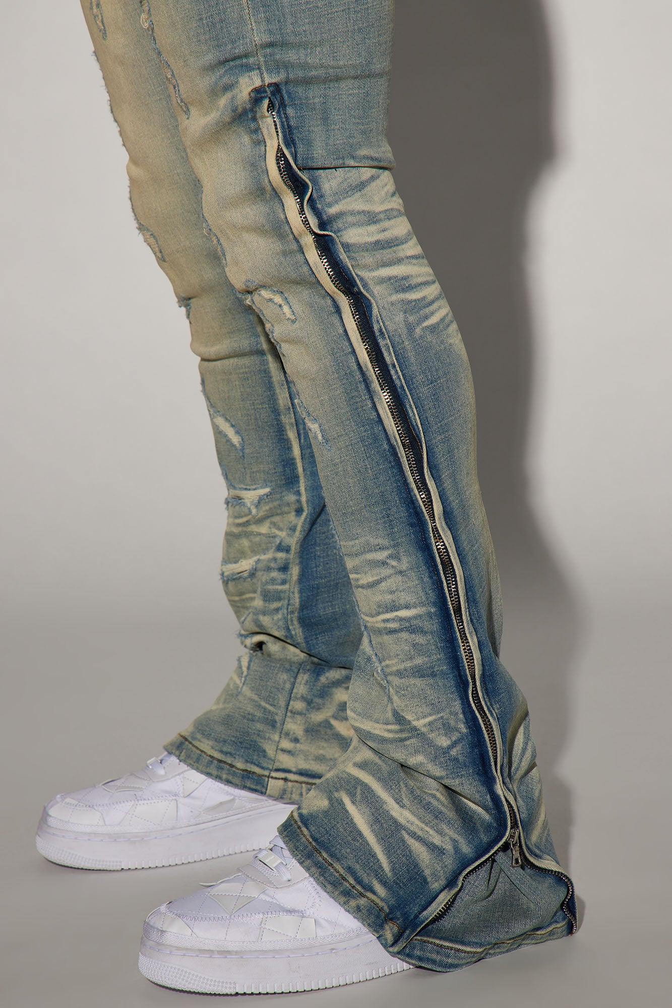 Zip All The Way Stacked Skinny Flare Jeans - Medium Wash Product Image