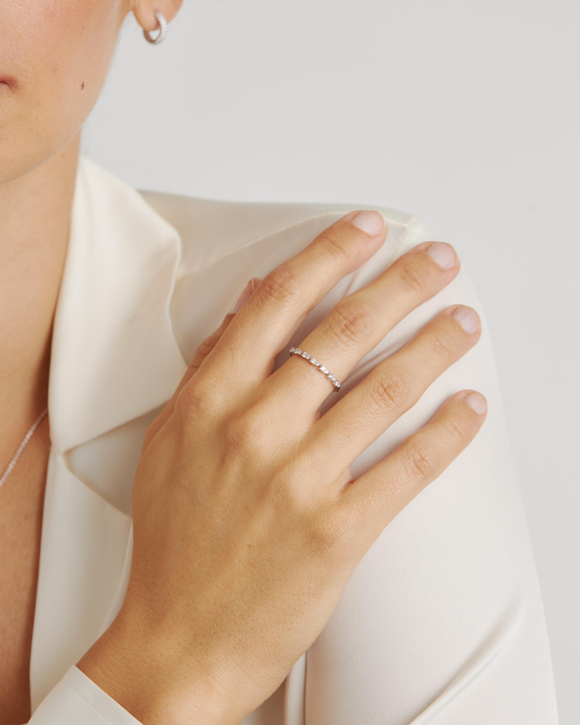 Quince | Women's 14K Gold Pear Diamond Half Eternity Band Rings Product Image