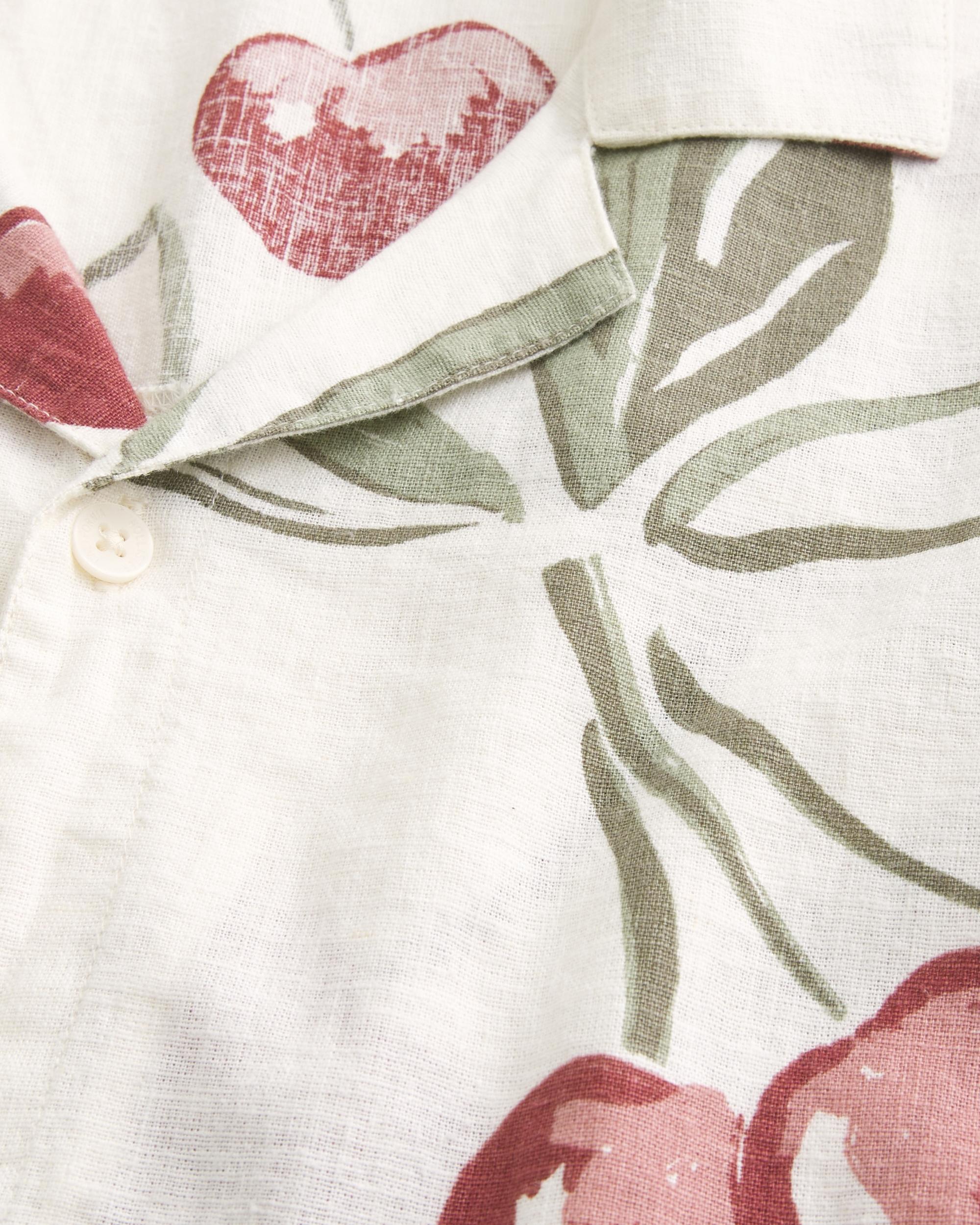 Boxy Short-Sleeve Linen-Blend Shirt Product Image