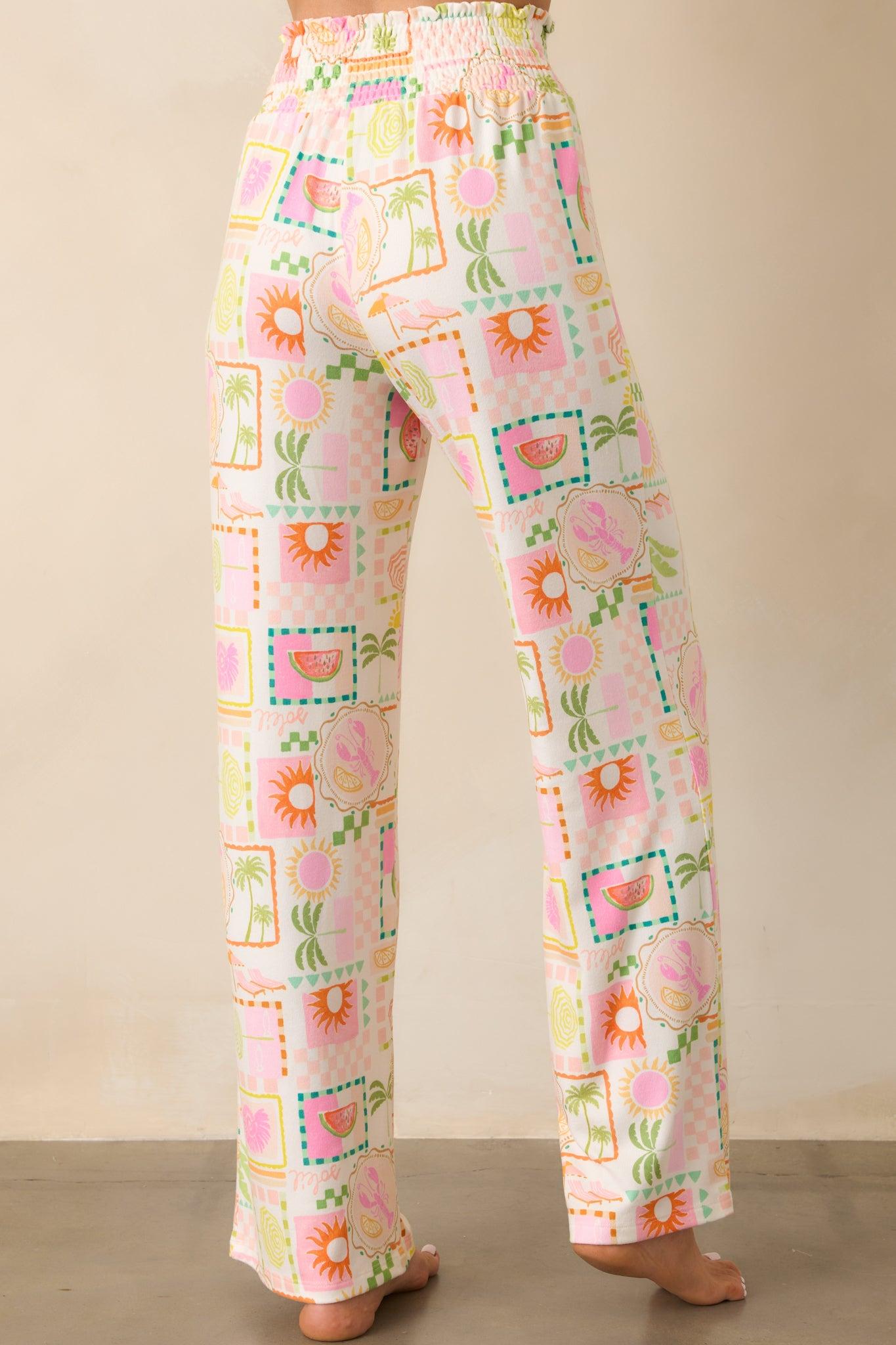 Z Supply White Tropical Print Dawn Smocked Soleil Pants Product Image