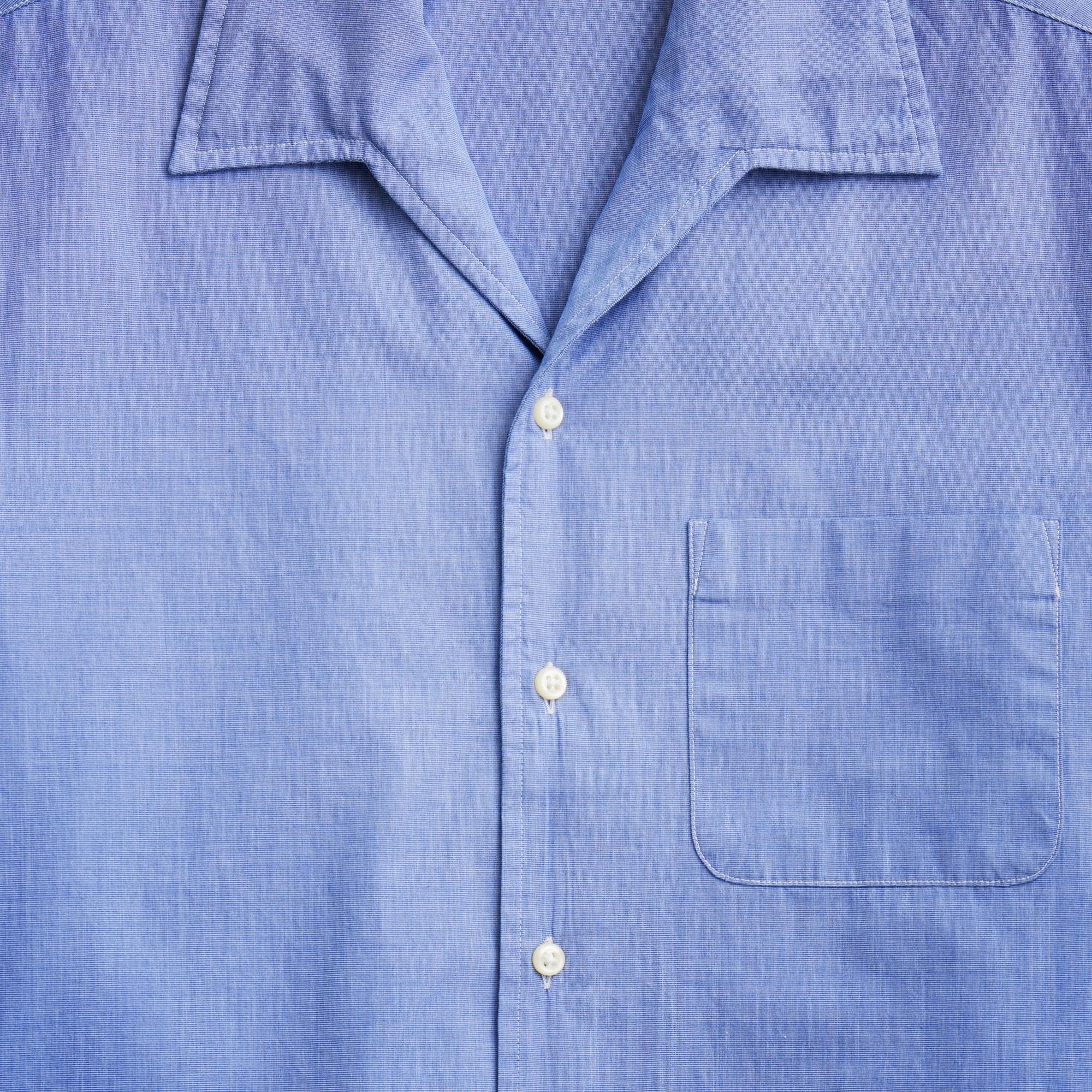 Short-sleeve Secret Wash cotton poplin camp-collar shirt Product Image