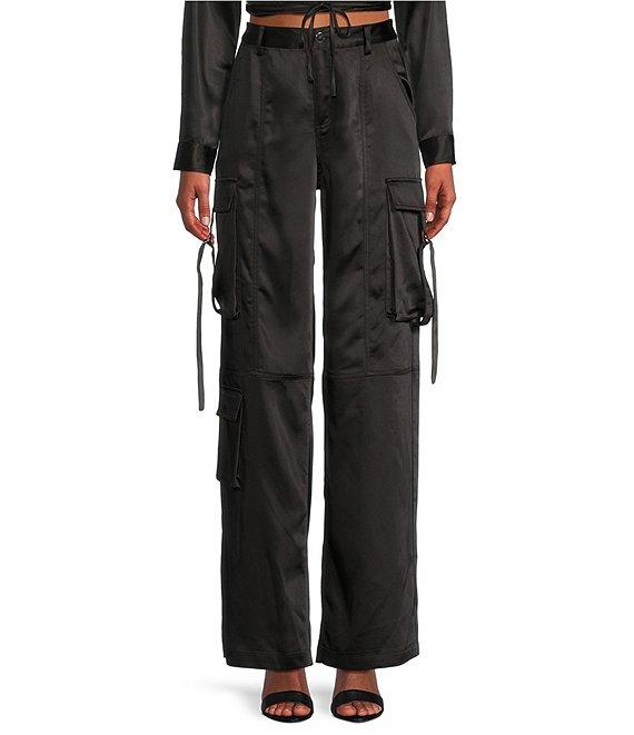 GB High Rise Coordinating Satin Cargo Pants Product Image