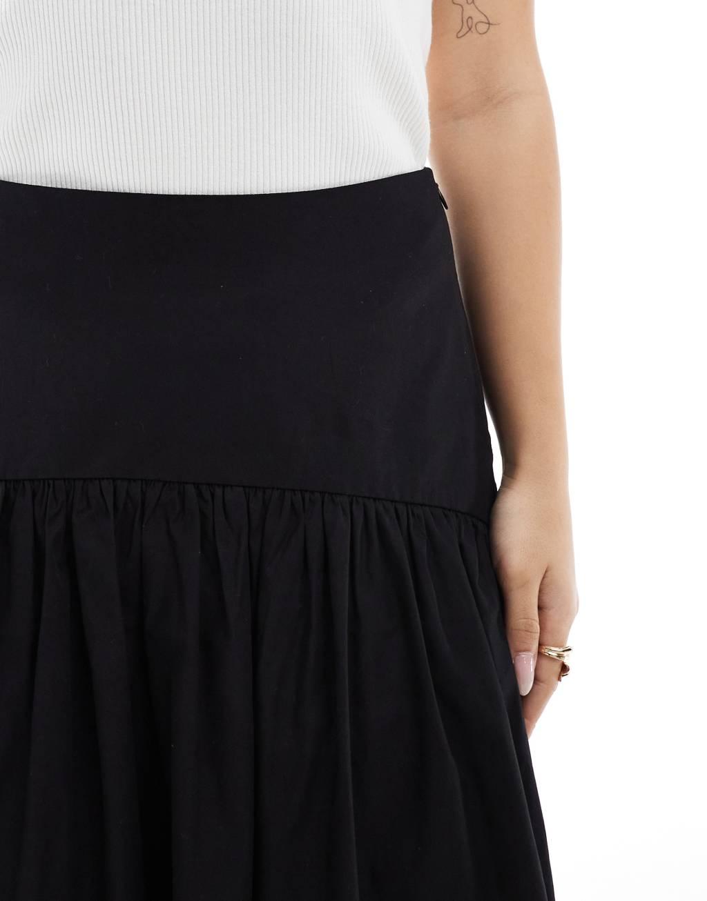 ASOS DESIGN drop waist maxi skirt in black Product Image
