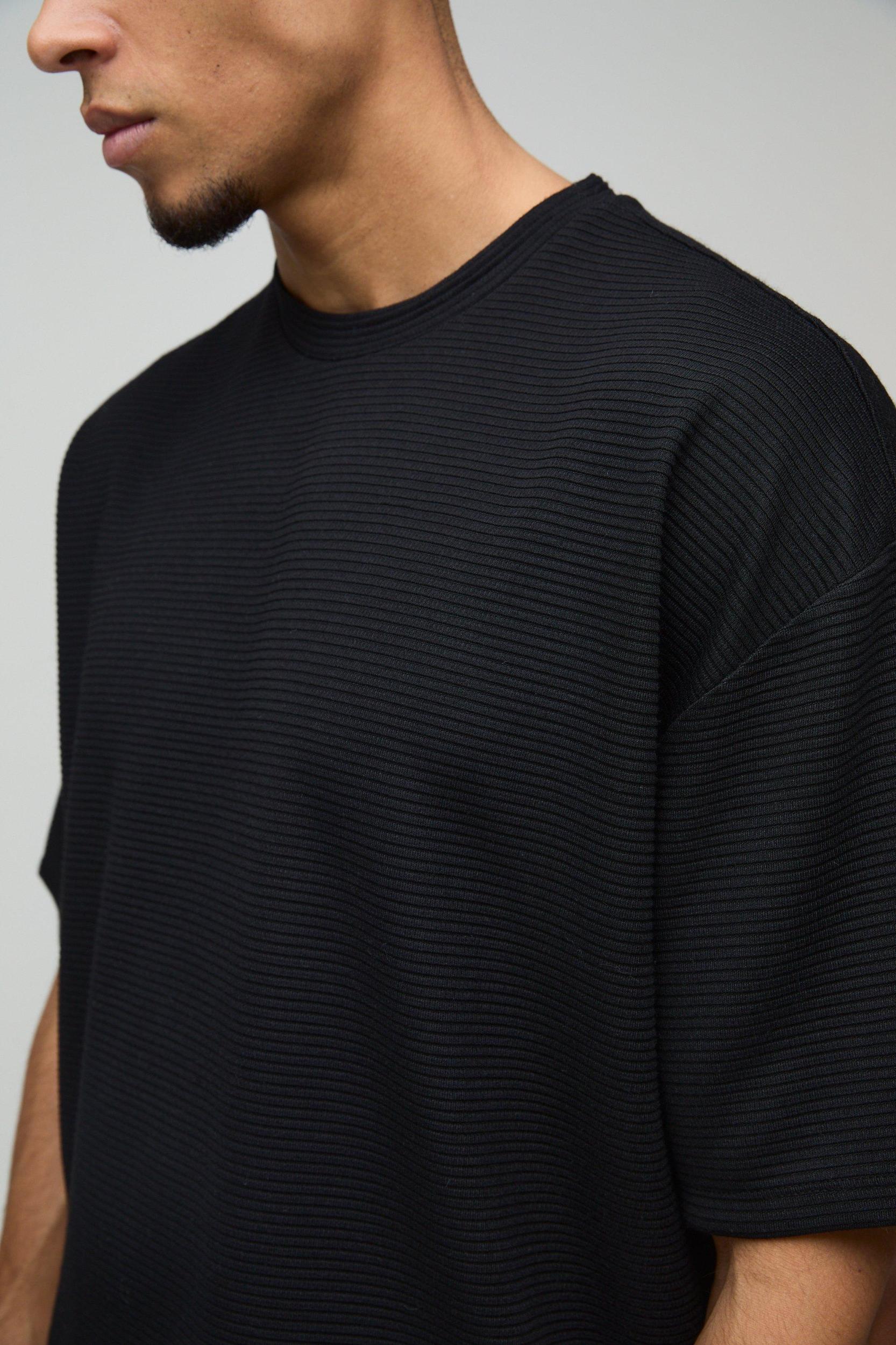 Oversized Boxy Ribbed T-Shirt | boohooMAN USA Product Image