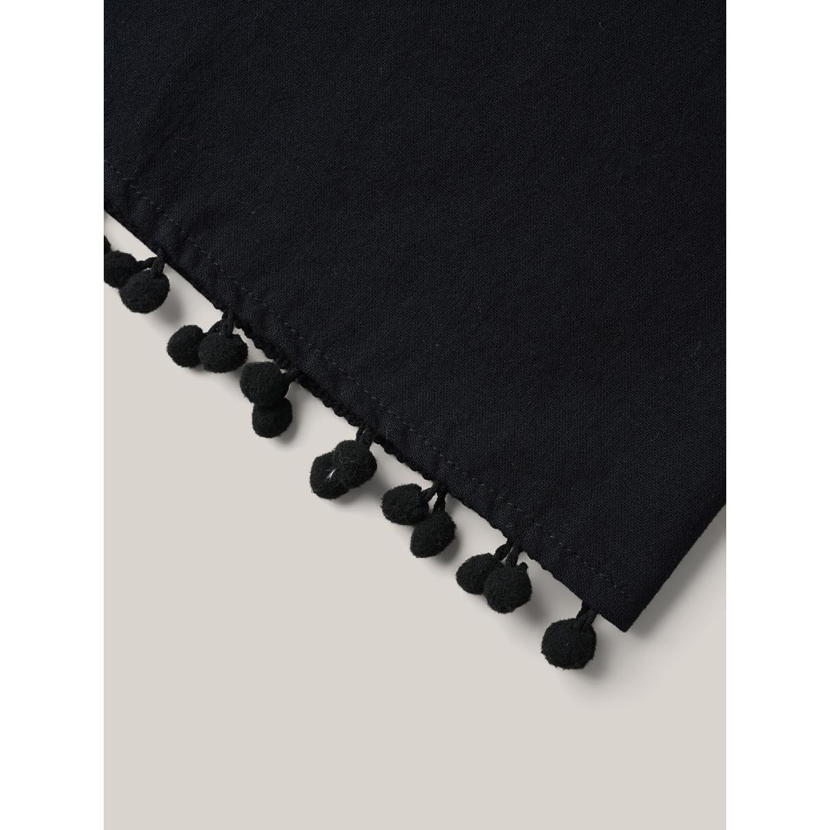 Plus Size Cotton Boho Pattern Neck Tassels Midi Dress Black Women Resort Tie knot Round Neck Sleeveless Curvy BloomChic 14-16/1X Product Image