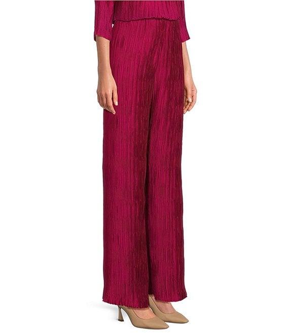 Caroline Rose Plisse Crinkled Pleat Straight-Leg Coordinating Pull-On Pants Product Image