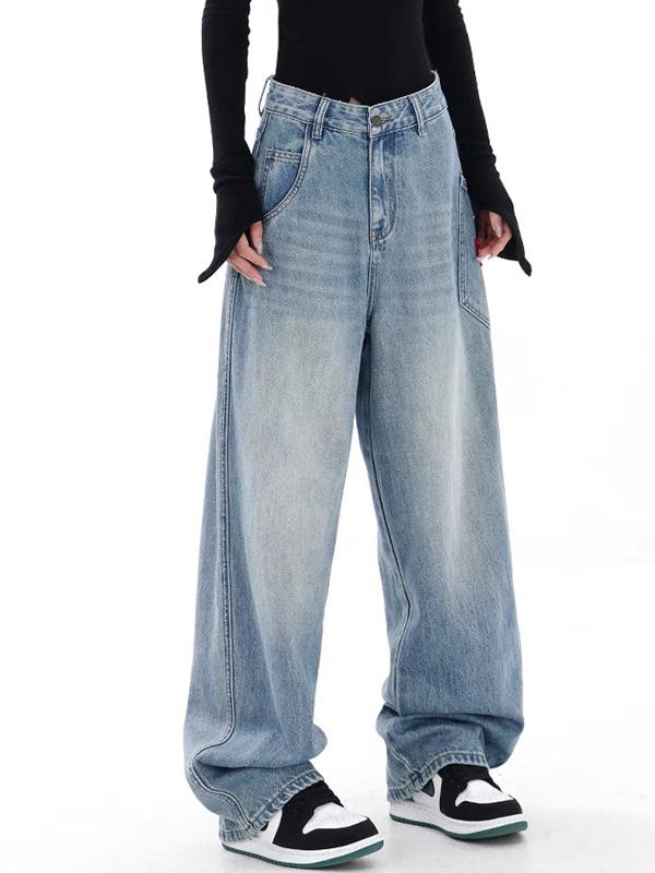 Red Letter Embroidery Boyfriend Jeans Product Image