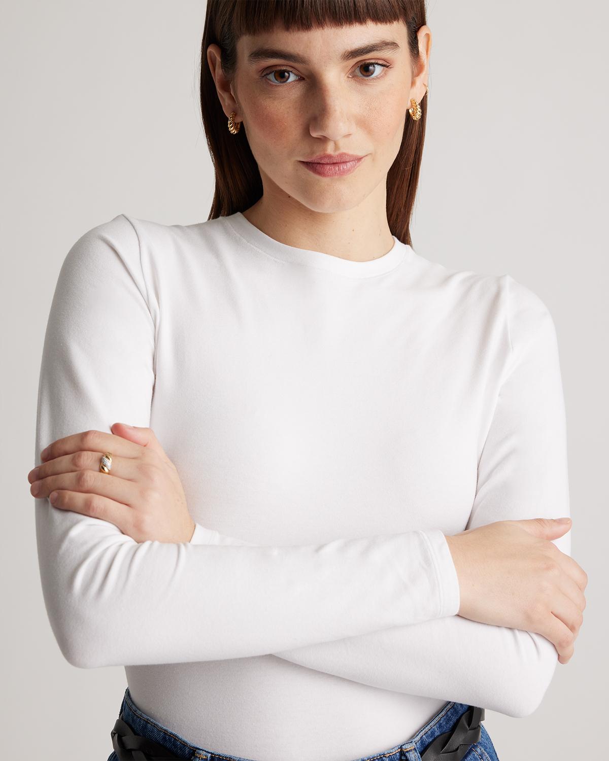 Quince | Women's Stretch Cotton Jersey Long Sleeve Bodysuit Organic Cotton Product Image