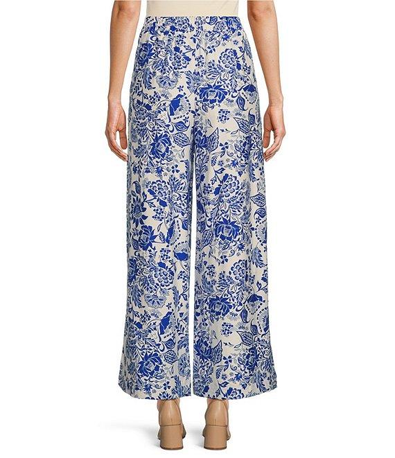 Calessa Coordinating Antique Floral Wide Leg Pull-On Pants Product Image