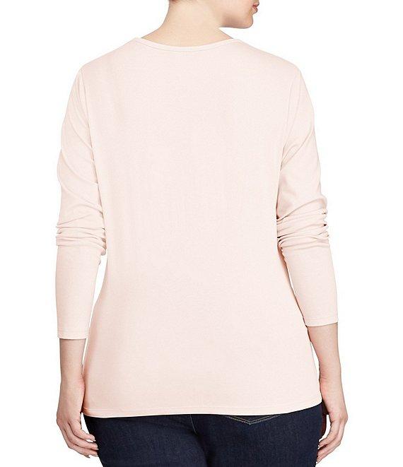 Lauren Ralph Lauren Plus Size Long Sleeve Crew Neck Stretch Top Product Image