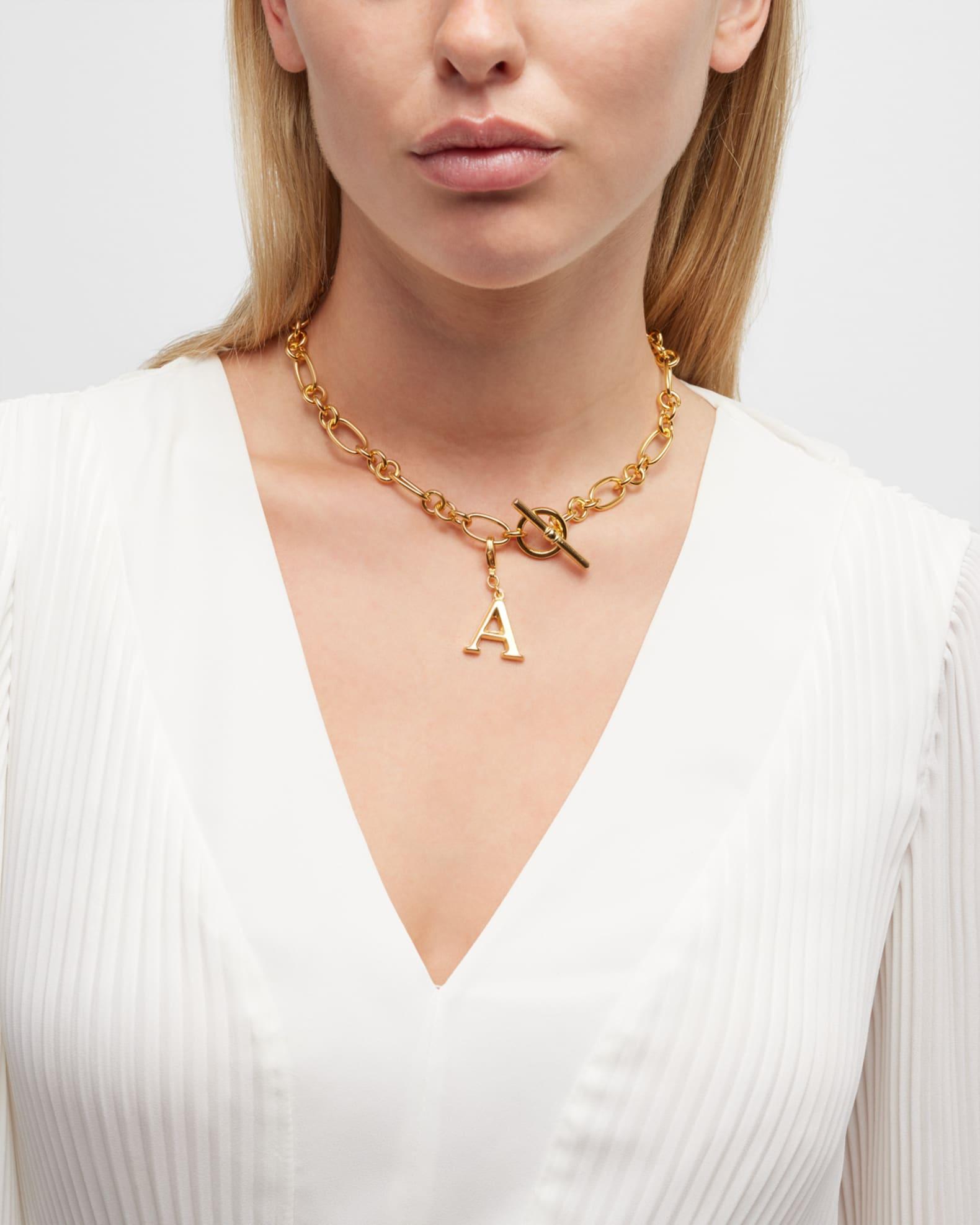 Link Brass Chain Necklace with Initial Charm Product Image