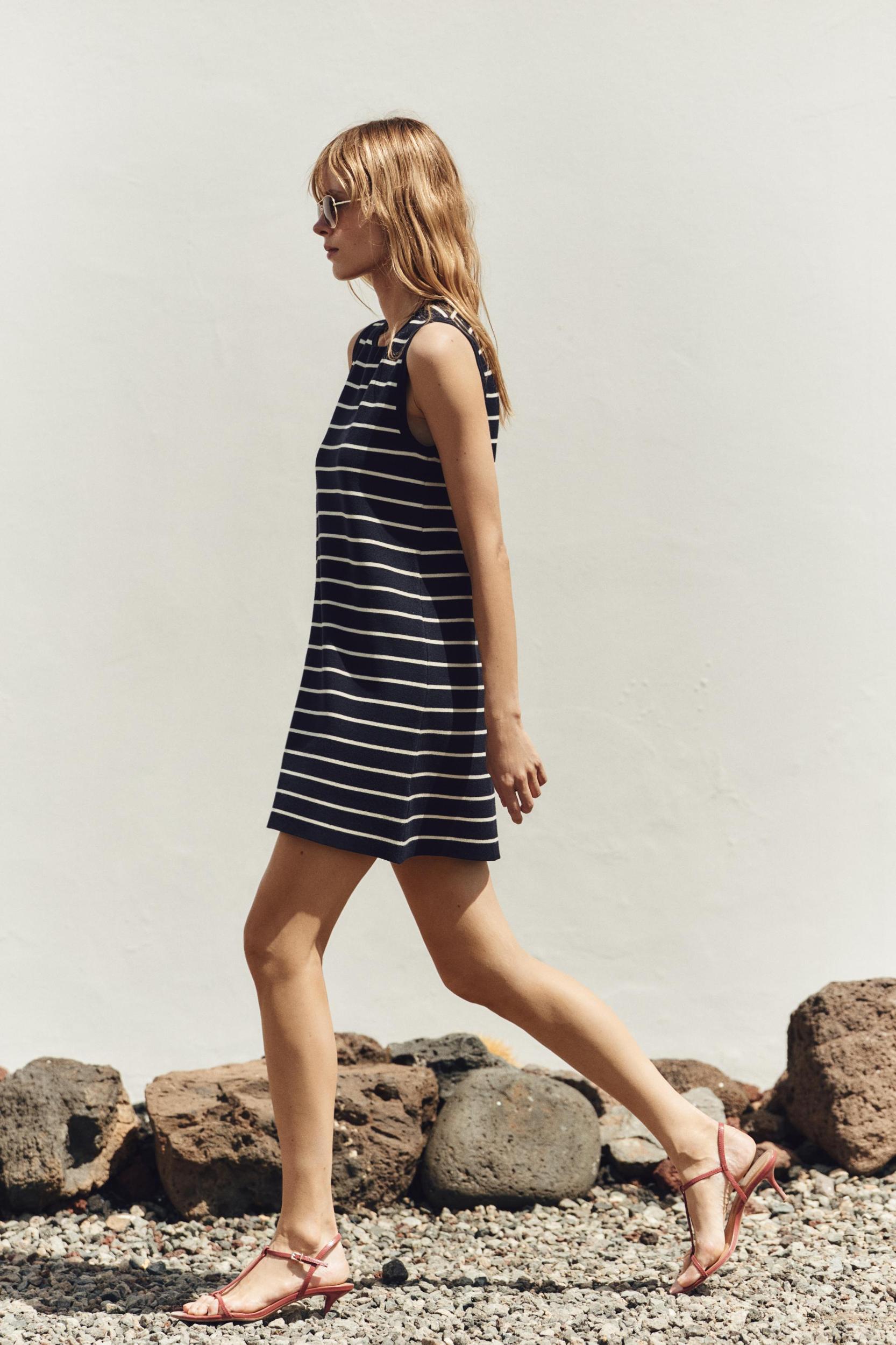 STRIPED KNIT MINI DRESS Product Image