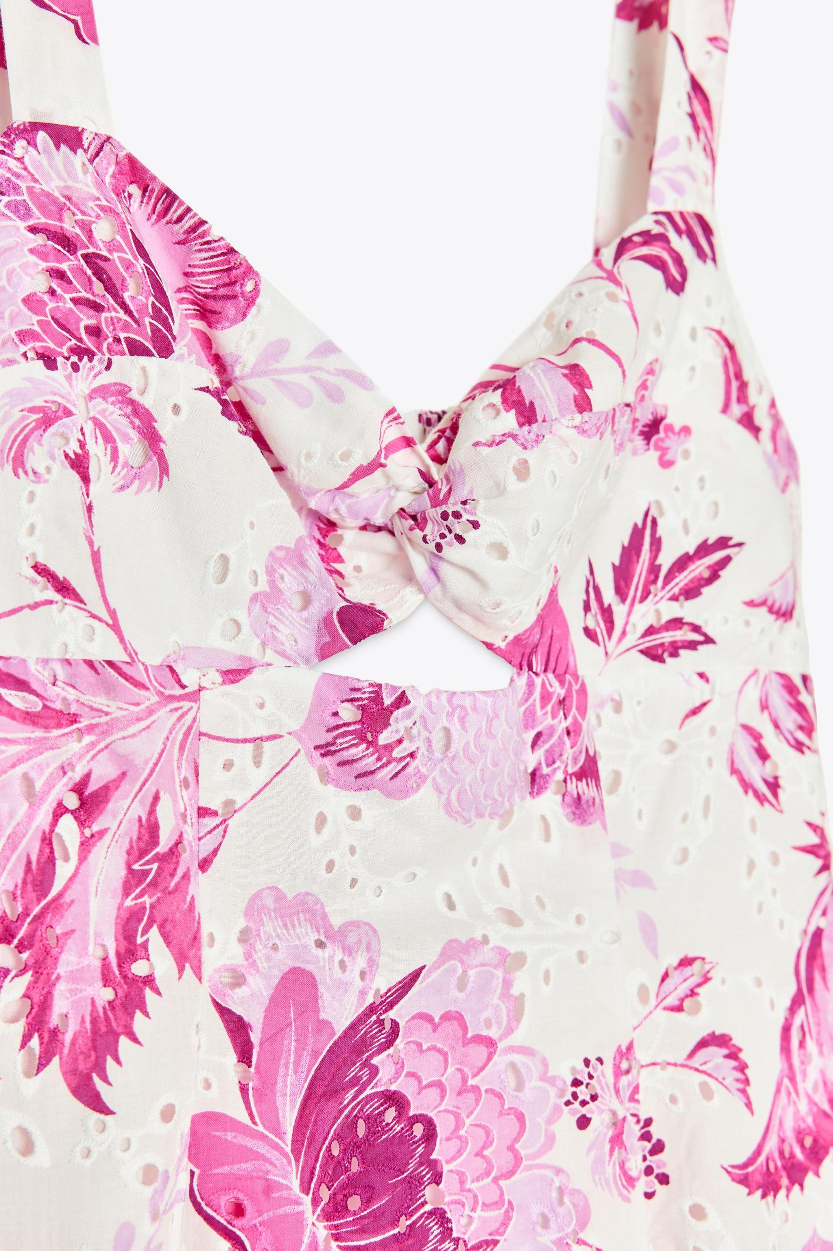 PRINTED DRESS WITH OPENWORK EMBROIDERY Product Image