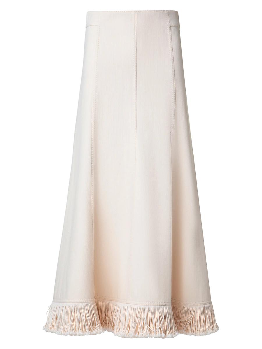 Womens Fringed Cotton-Blend Ankle-Length Skirt Product Image