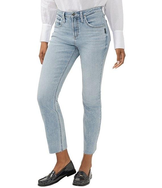 Silver Jeans Co. Beau High Rise Relaxed Fit Slim Straight Leg Cropped Jeans Product Image