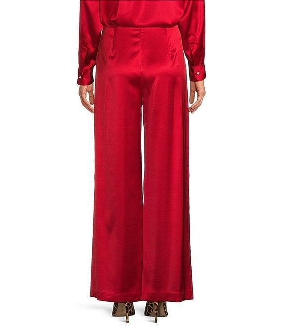 Gianni Bini Devon Wide Leg High Rise Satin Pants Product Image