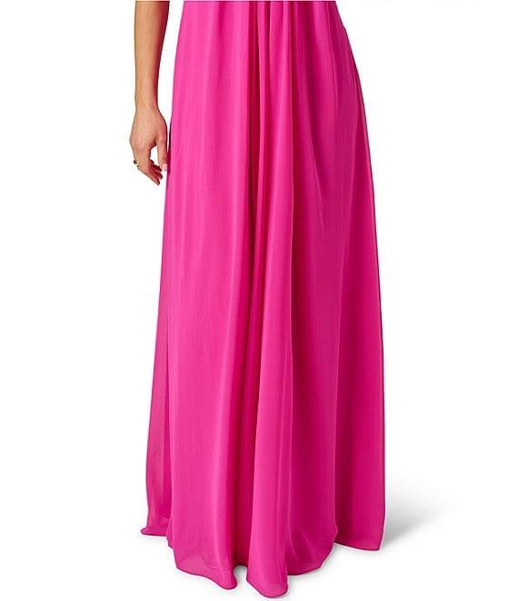 Adrianna Evening by Adrianna Papell Chiffon Pleated Strapless Sheath Long Dress Product Image