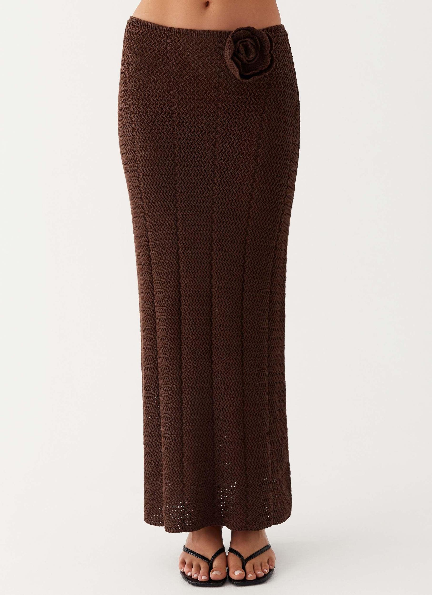 Kelcie Rose Crochet Maxi Skirt - Chocolate Product Image