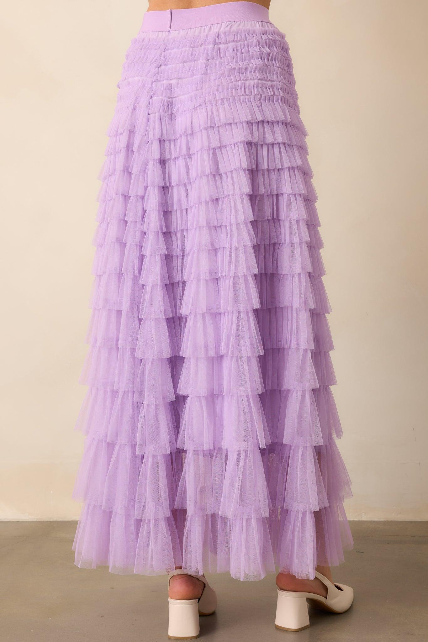 Garden Gathering Lavender Tiered Ruffle Tulle Maxi Skirt Product Image