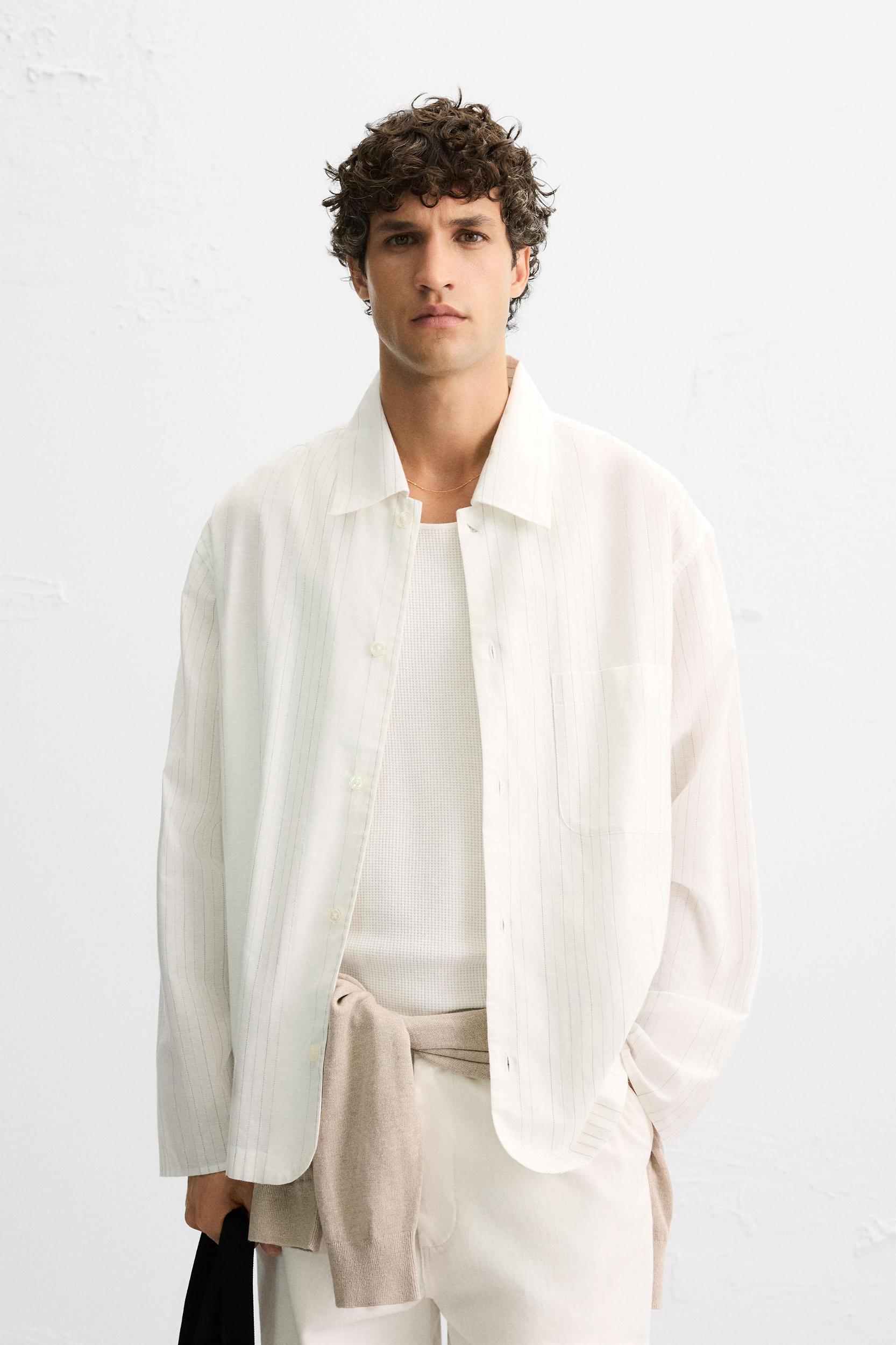 TEXTURED WEAVE STRIPED SHIRT Product Image