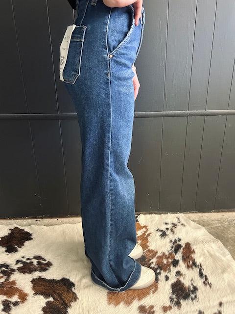 Slanted Pocket High Rise Wide Leg Jeans* Product Image