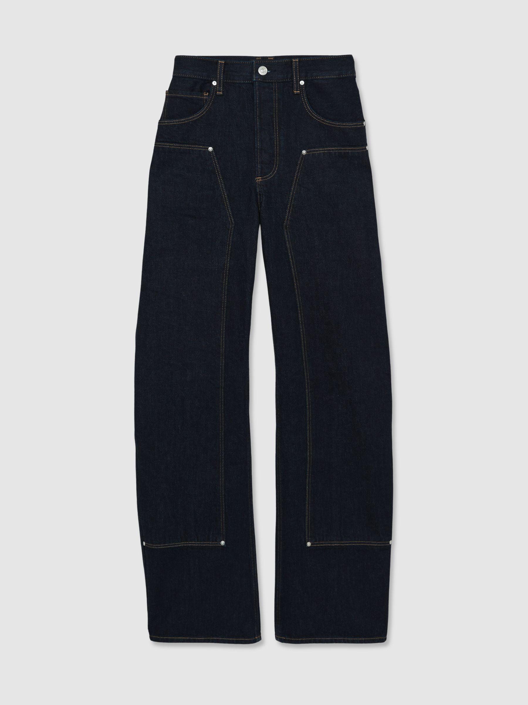 Paige Barrel-Leg Workwear Jeans in Black/Navy Product Image