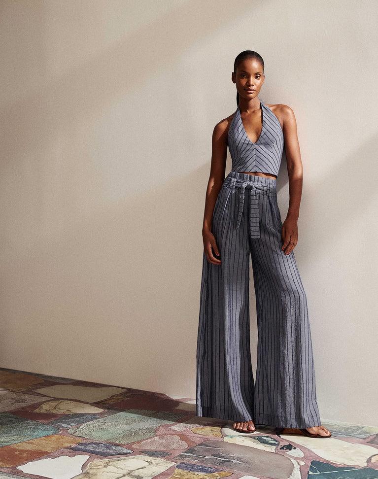 Lysa Palazzo Pants - Sailboat Pinstripe Product Image