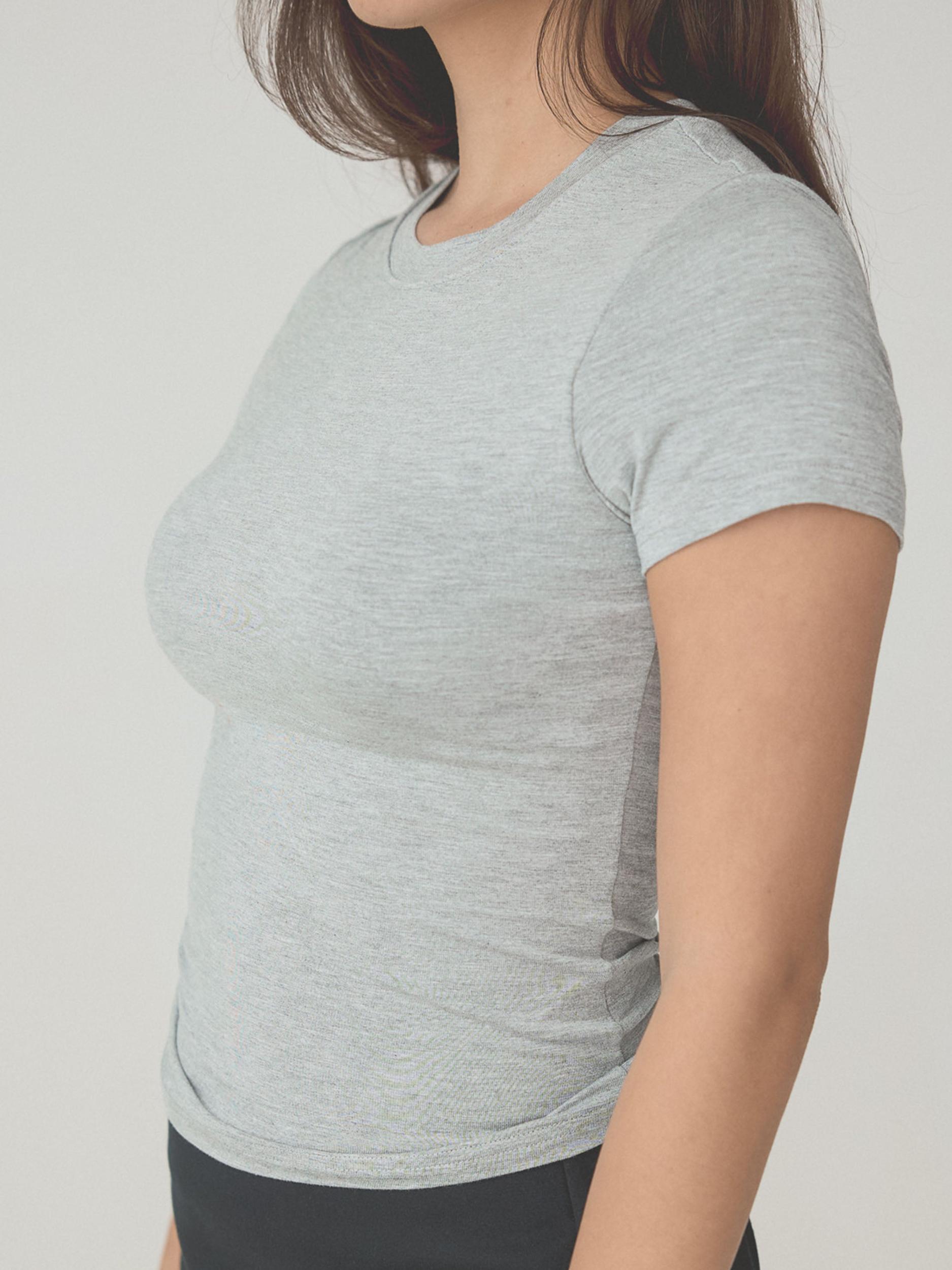 Solid Crew Neck Braless T-Shirt Product Image