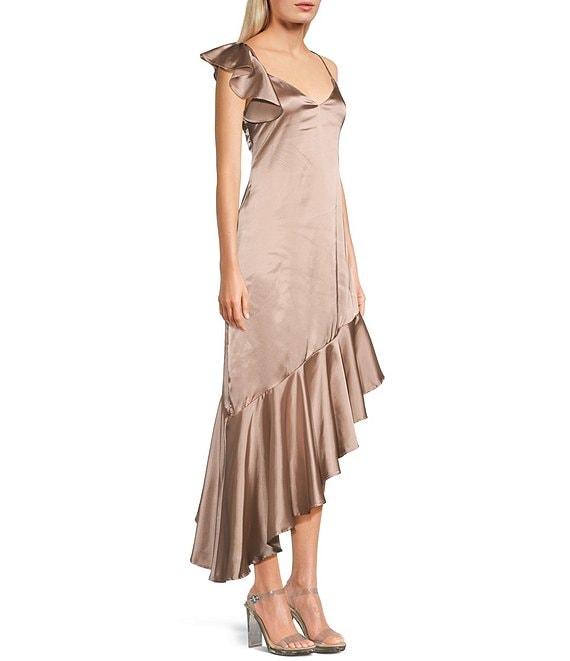 Xtraordinary V-Neck Satin Cross Back Dress Product Image