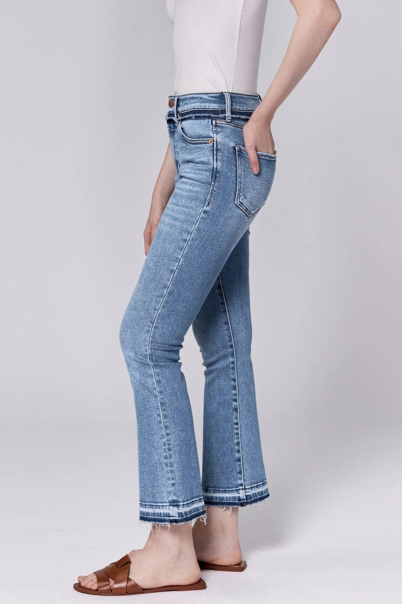 Jeanne Midrise Cropped Flare Clean Hem Jean Product Image