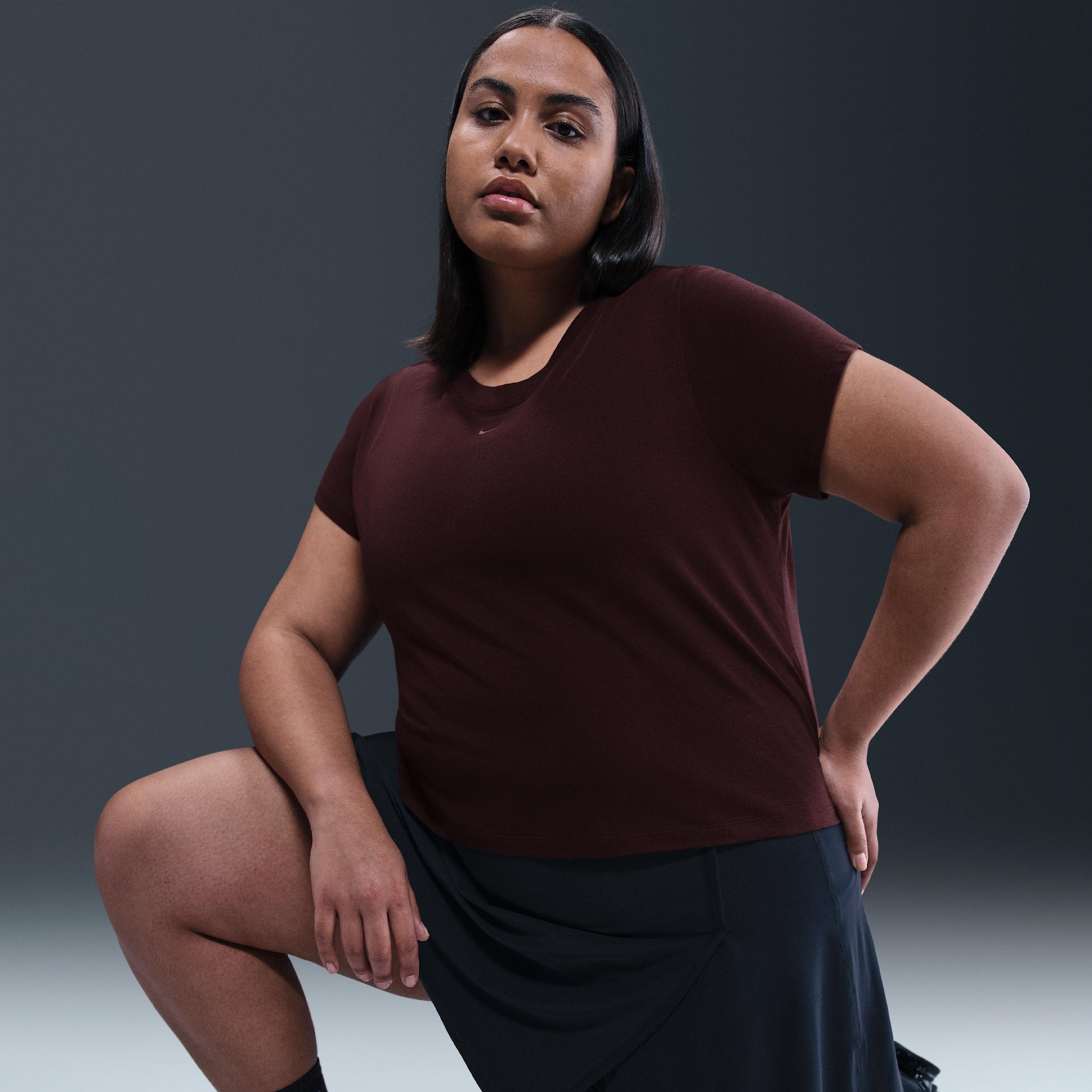 Womens Nike Sportswear Chill Knit Cropped T-Shirt (Plus Size) | FZ2479-652 Product Image