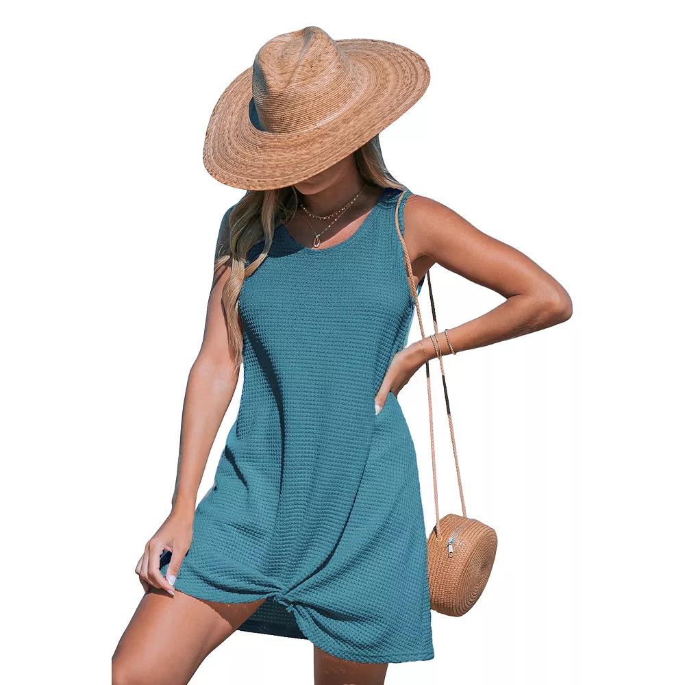 Women's Cupshe Sleeveless Twist Hem Swim Cover-Up Dress, Size: XL, Blue Product Image