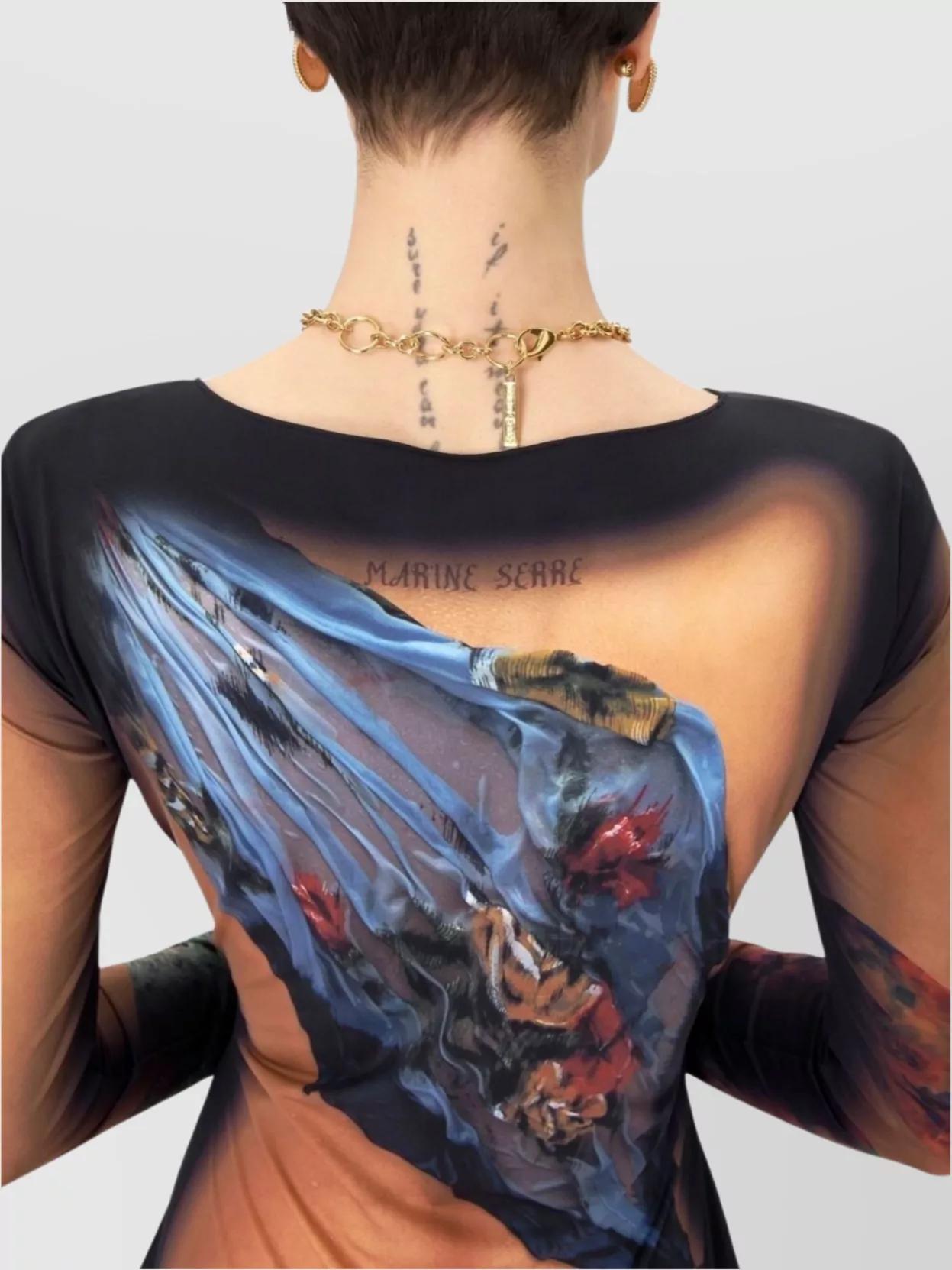 MARINE SERRE Multicolor Long Dress With All-over Graphic Print In Tech Fabric Woman In Beige Product Image