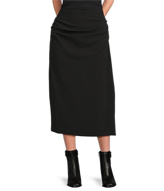 Gibson & Latimer Knit Mid Rise Ruched Pencil Midi Skirt Product Image
