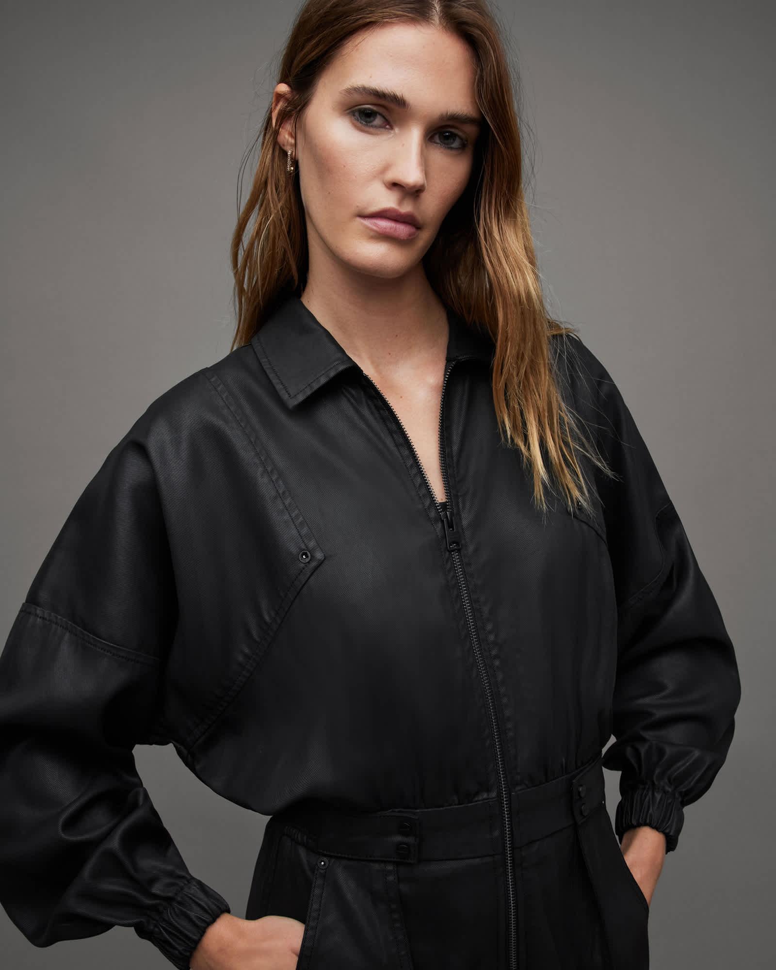 Freda Relaxed Fit Coated Jumpsuit Product Image