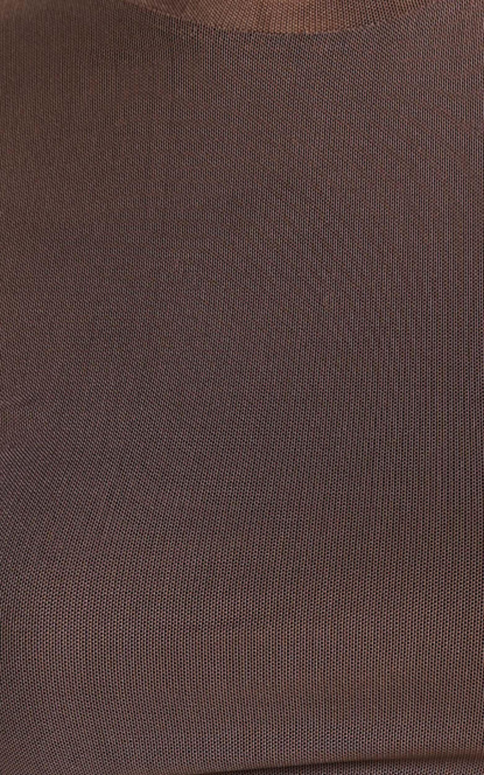 Rhianna Top - Short Sleeve Mesh Crop Top in Brown Product Image