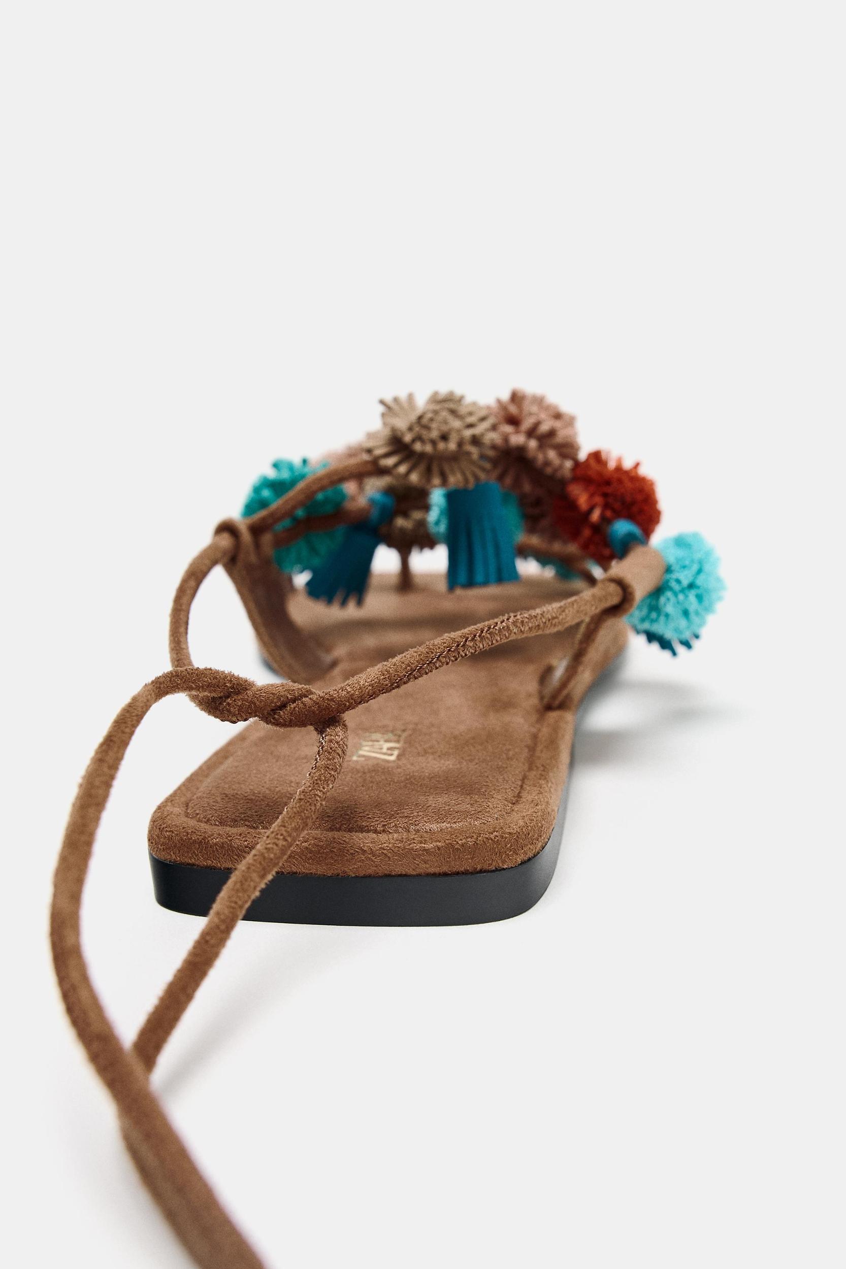 BEADED STRAPPY SANDALS Product Image